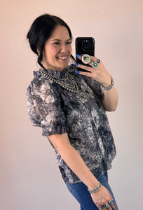 Black Flower Top