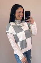 Load image into Gallery viewer, Grey Checkered Sweater Vest
