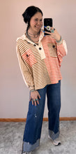 Load image into Gallery viewer, Striped Colorblock 1/4 Button Pullover **2 COLORS**
