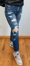 Load image into Gallery viewer, Dark Wash Distressed Mom Fit KanCan Jeans
