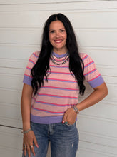 Load image into Gallery viewer, Multi Short Sleeve Striped Sweater Top **3 COLORS**
