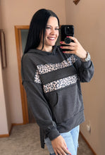 Load image into Gallery viewer, Charcoal Leopard Colorblock Hoodie
