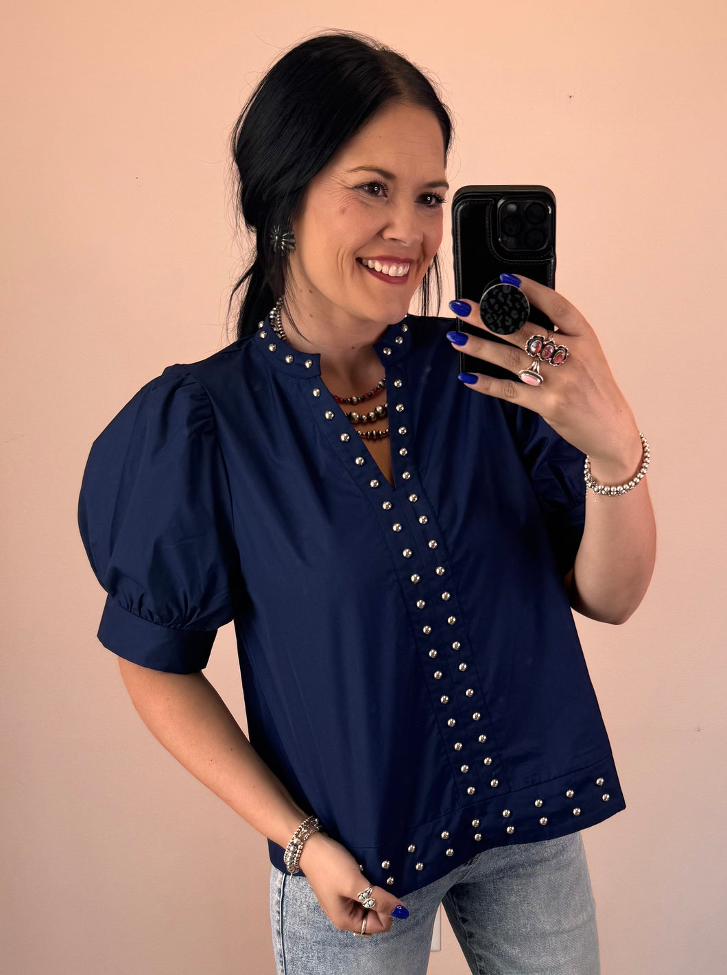 Stud Accent Top **3 COLORS** - PLUS