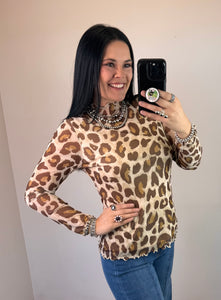 Leopard Mesh Lined Top