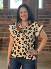 Load image into Gallery viewer, Leopard Accent Ruffle Top
