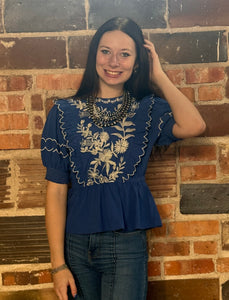 Embroidered Babydoll Top **3 COLORS**