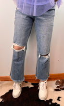Load image into Gallery viewer, Distressed Slim Wide Cropped Flying Monkey Jeans.
