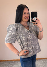 Load image into Gallery viewer, Black Gingham Embroidered Top

