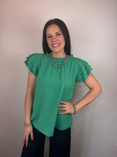 Load image into Gallery viewer, Emerald Layered Ruffle Sleeve Top - PLUS
