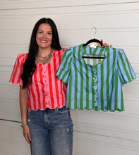 Load image into Gallery viewer, Striped Button Detail Top **2 COLORS**

