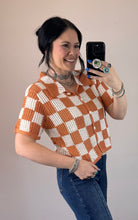 Load image into Gallery viewer, Orange Checkered Crochet Top
