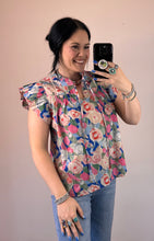 Load image into Gallery viewer, Floral Tie Neck Top **2 COLORS**
