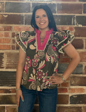 Load image into Gallery viewer, Paisley Tiered Sleeve Top **2 COLORS**
