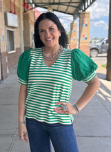 Load image into Gallery viewer, Striped Puff Sleeve Top **3 COLORS** - PLUS
