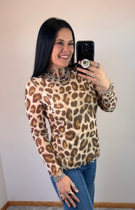 Leopard Mesh Lined Top