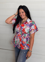 Load image into Gallery viewer, Pink Abstract Smocked Top
