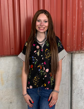 Load image into Gallery viewer, Floral Stripe Button Down Top ** 2 COLORS **
