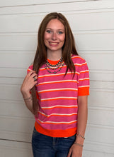 Load image into Gallery viewer, Multi Short Sleeve Striped Sweater Top **3 COLORS**
