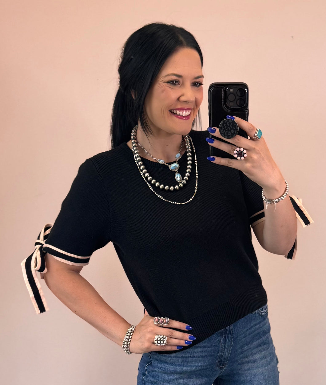 Box Tied Sleeve Sweater Top **2 COLORS**