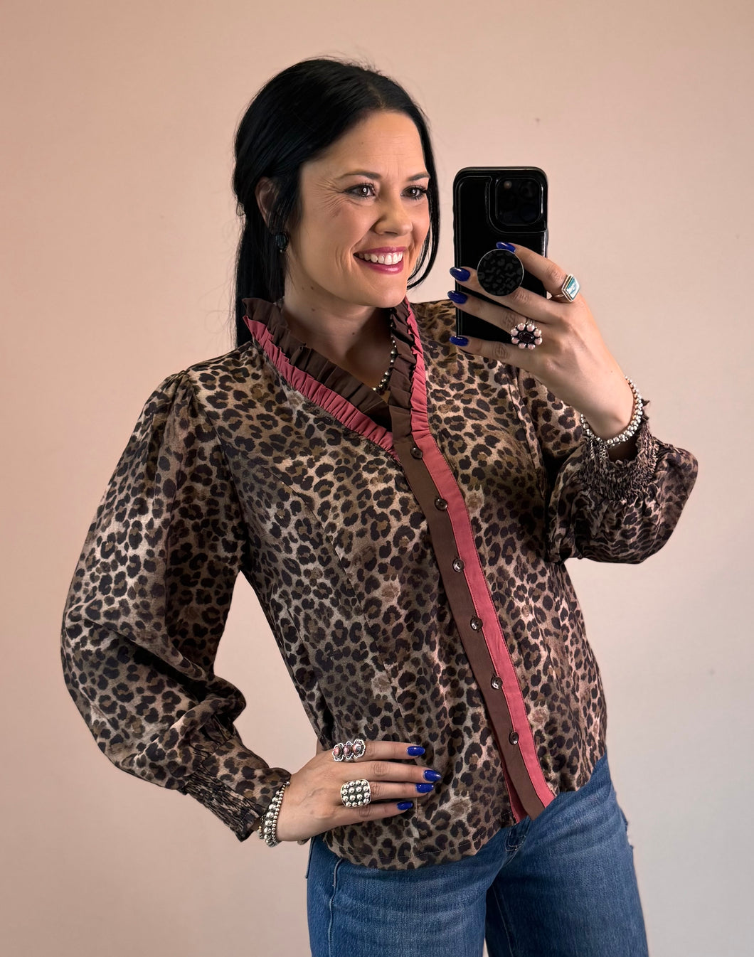 Leopard Button Down Top