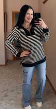 Load image into Gallery viewer, Black Striped 1/4 Zip - PLUS
