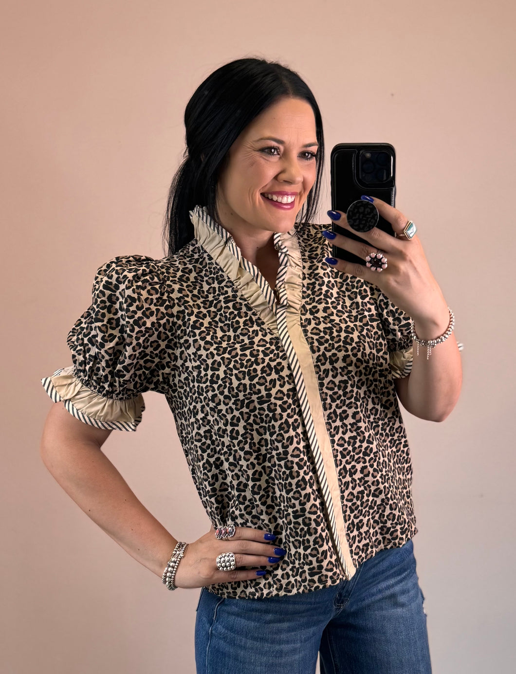 Leopard Puff Sleeve Top **2 COLORS** - PLUS
