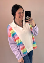 Load image into Gallery viewer, Lavender Mixed Colorblock Pullover Top
