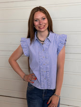 Load image into Gallery viewer, Blue Striped Cap Sleeve Top

