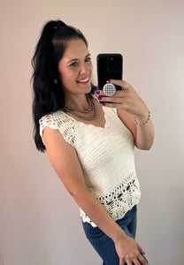 White Crochet Tank Top