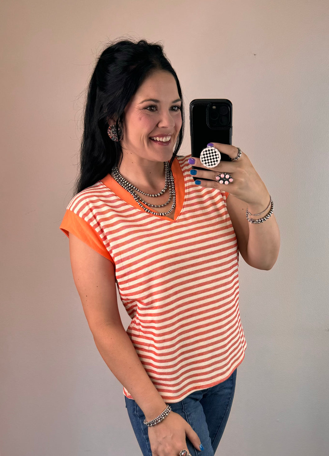 Orange Striped Top - PLUS