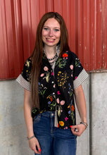 Load image into Gallery viewer, Floral Stripe Button Down Top ** 2 COLORS **
