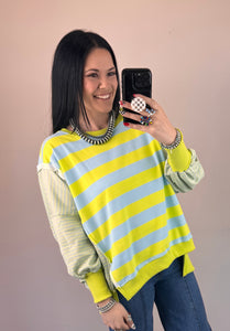 Lime And Blue Striped Pullover