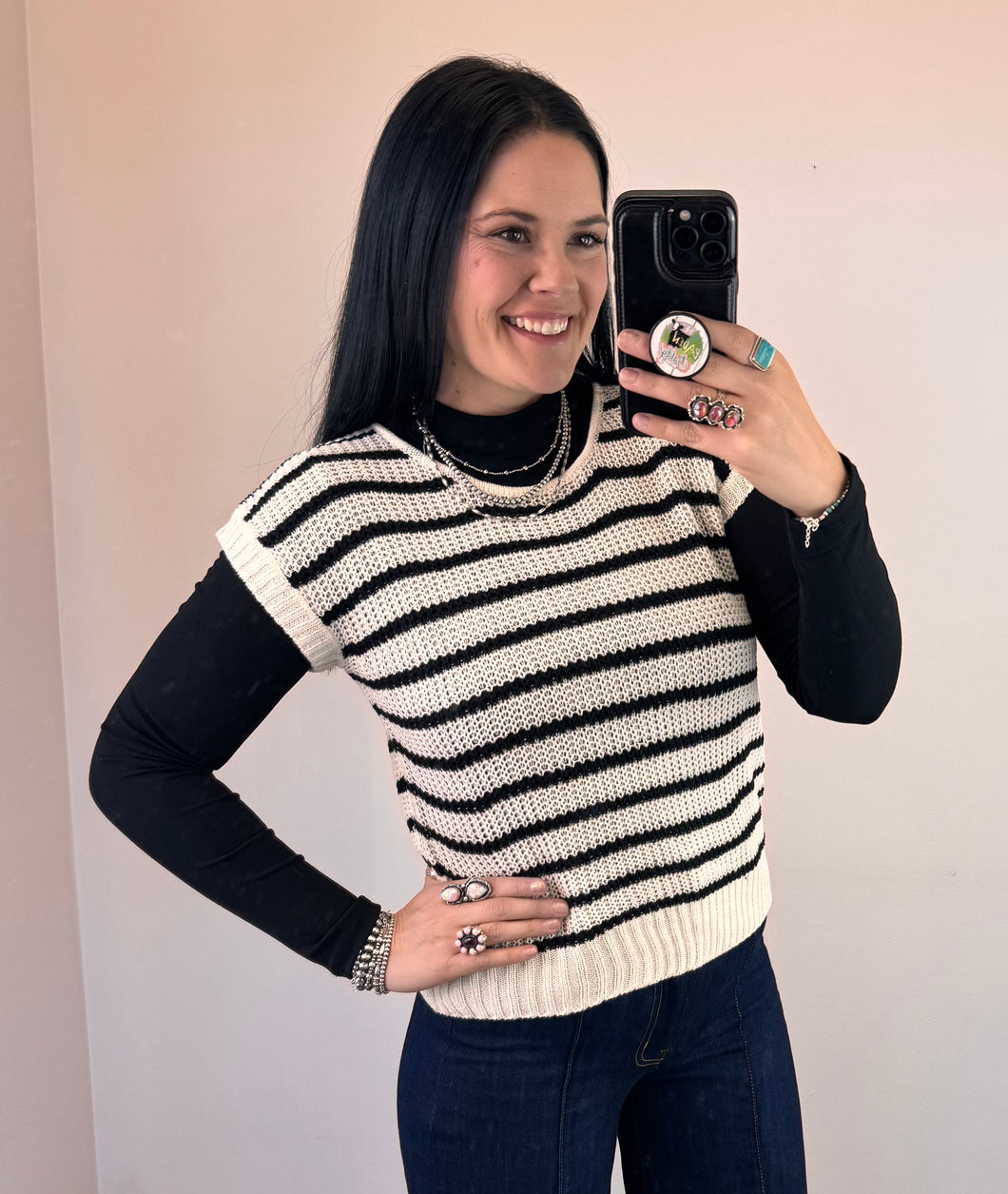 Black Striped Sweater Vest