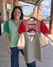 Load image into Gallery viewer, Striped Puff Sleeve Top **3 COLORS** - PLUS

