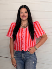 Load image into Gallery viewer, Striped Button Detail Top **2 COLORS**

