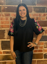 Load image into Gallery viewer, Embroidered Sleeve Top **2 COLORS** - PLUS
