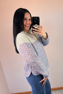 Mixed Print Quilted Pullover