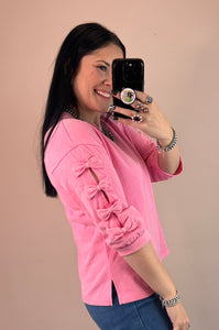 Bow 3/4 Sleeve Top **2 COLORS**