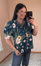Load image into Gallery viewer, Teal Floral Top - PLUS
