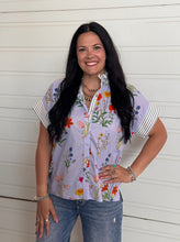 Load image into Gallery viewer, Floral Stripe Button Down Top ** 2 COLORS **

