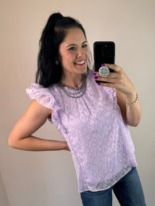 Lavender Leopard Jacquard Top