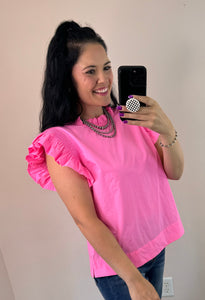 Hot Pink Frill Detail Top