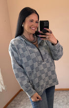 Load image into Gallery viewer, Washed Checkered Denim Hoodie
