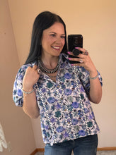 Load image into Gallery viewer, Floral Puff Sleeve Button Down Top **2 COLORS**
