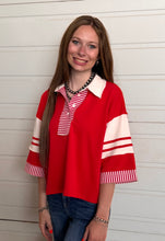 Load image into Gallery viewer, 3/4 Sleeve Stripe Contrast Top
