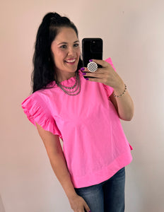 Hot Pink Frill Detail Top