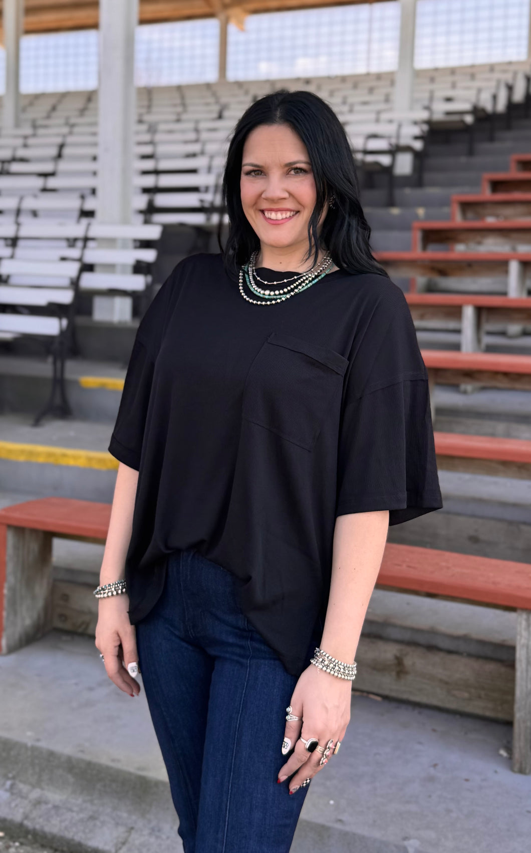 Ribbed Boyfriend Top **2 COLORS** - PLUS