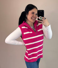 Load image into Gallery viewer, Striped 1/4 Zip Sweater Vest **3 COLORS** - PLUS
