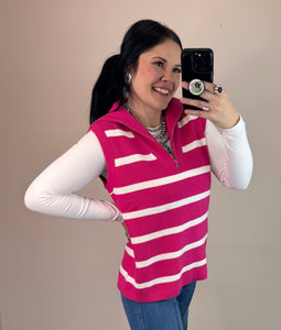 Striped 1/4 Zip Sweater Vest **3 COLORS** - PLUS