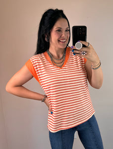 Orange Striped Top - PLUS